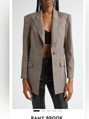Ramy Brook Brown Plaid Single-Button Blazer